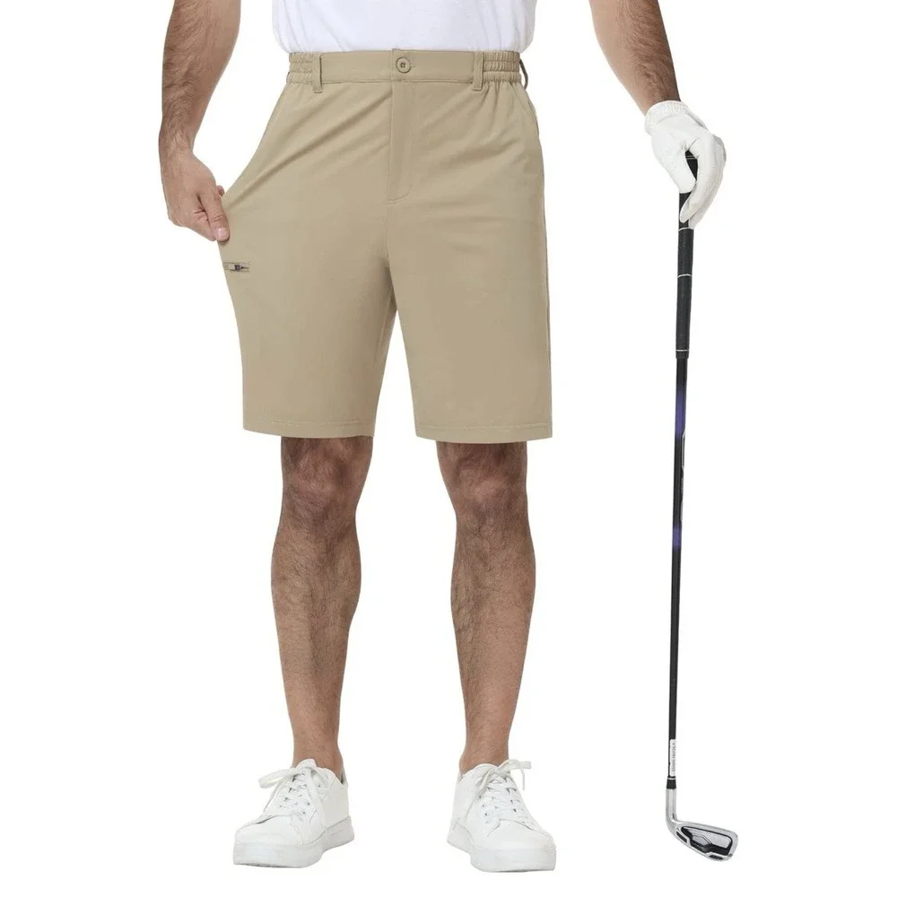 PinkBomb Men's Beige Athletic Golf Shorts 2XL Polyester 7